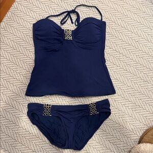 Elegant Navy Blue Women's Swimwear Set, Sz M Robin Piccone